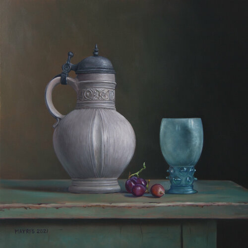 Medieval drink (Siegburg bottle) di Mayrig Simonjan, Pittura in vendita su Singulart