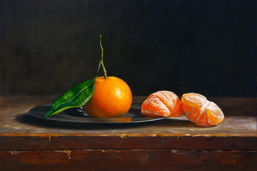 Mandarin, ready and peeled van Mayrig Simonjan, Schilderij te koop op Singulart