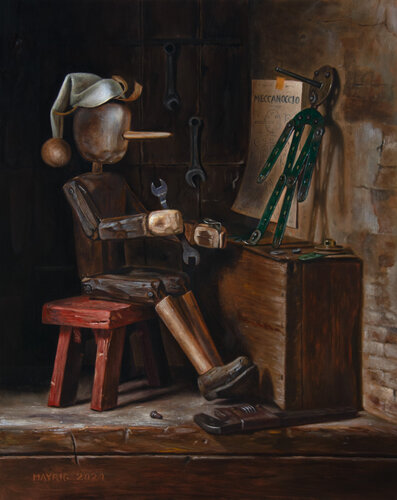 Do it yourself, Pinocchio! van Mayrig Simonjan, Schilderij te koop op Singulart