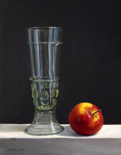 Still life with glass roemer and apple van Mayrig Simonjan, Schilderij te koop op Singulart