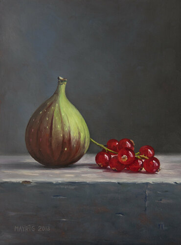Fig with red berrys van Mayrig Simonjan, Schilderij te koop op Singulart