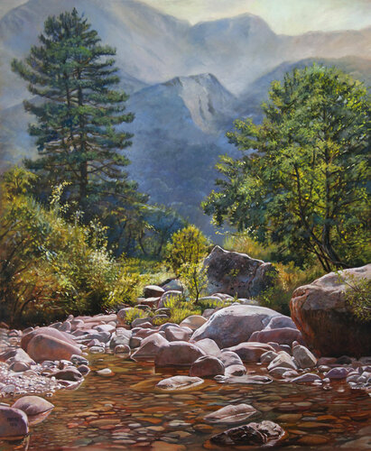 River flowing from the mountains von Mayrig Simonjan, Malerei kaufen auf Singulart