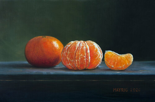 Still life with mandarins di Mayrig Simonjan, Pittura in vendita su Singulart
