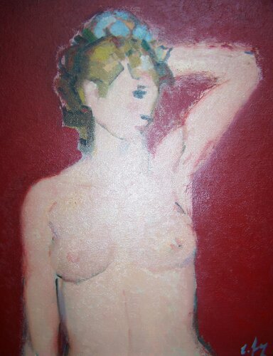 Nu au ruban bleu van Eugenio Foz, Schilderij te koop op Singulart