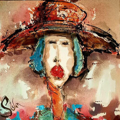 Girl with hat von Stefan Dimovski, Malerei kaufen auf Singulart
