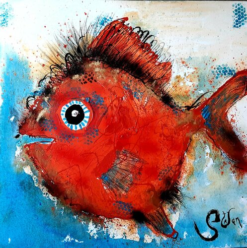 Red Fish van Stefan Dimovski, Schilderij te koop op Singulart