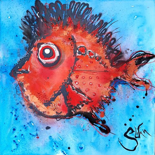 Red Punker van Stefan Dimovski, Schilderij te koop op Singulart