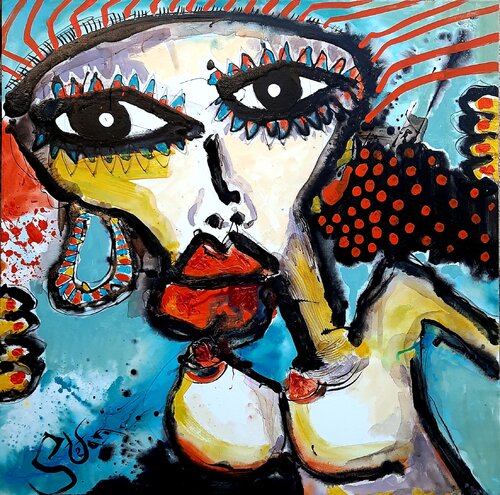 The girl with the earing van Stefan Dimovski, Schilderij te koop op Singulart