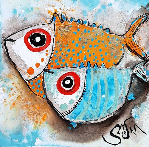 Interesting couple van Stefan Dimovski, Schilderij te koop op Singulart