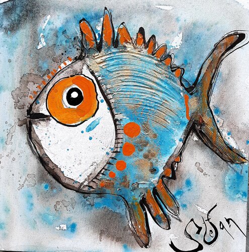 Blue fish van Stefan Dimovski, Schilderij te koop op Singulart