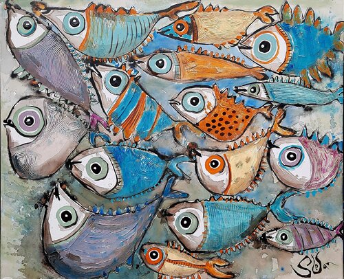 Different characters van Stefan Dimovski, Schilderij te koop op Singulart