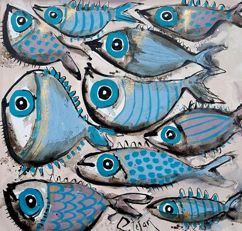 Dressed in blue van Stefan Dimovski, Schilderij te koop op Singulart