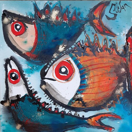 3 friends van Stefan Dimovski, Schilderij te koop op Singulart