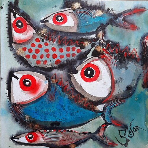 5 friends van Stefan Dimovski, Schilderij te koop op Singulart