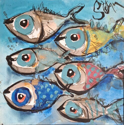 Happy frieds van Stefan Dimovski, Schilderij te koop op Singulart