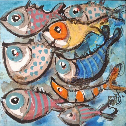Happy family van Stefan Dimovski, Schilderij te koop op Singulart