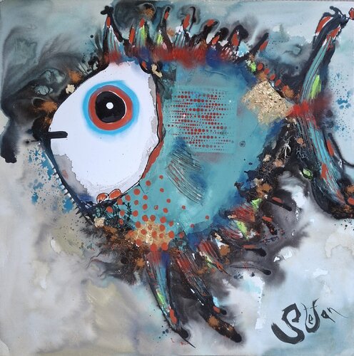 Blue angel fish van Stefan Dimovski, Schilderij te koop op Singulart