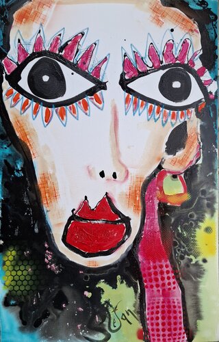 She is looking at you van Stefan Dimovski, Schilderij te koop op Singulart