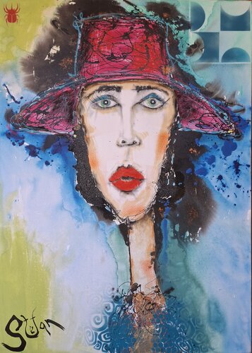 Red lipstick van Stefan Dimovski, Schilderij te koop op Singulart