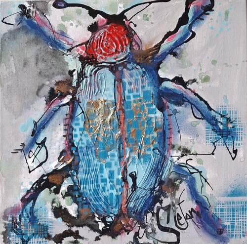 Bue bug with red head van Stefan Dimovski, Schilderij te koop op Singulart