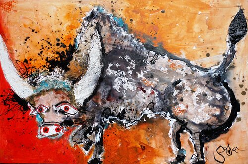 Bull van Stefan Dimovski, Schilderij te koop op Singulart