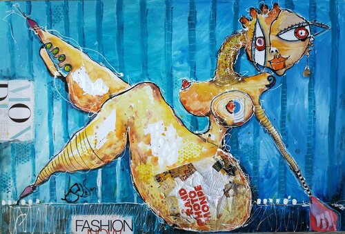 Having a bath van Stefan Dimovski, Schilderij te koop op Singulart