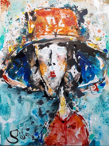Girl with red hat II di Stefan Dimovski, Pittura in vendita su Singulart