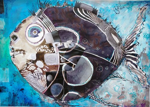 Cosmic  fish van Stefan Dimovski, Schilderij te koop op Singulart