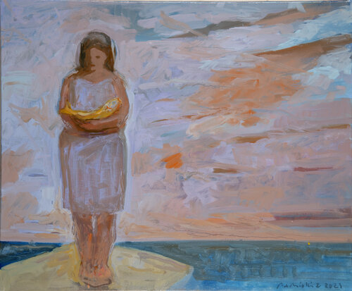 Amphitrite, déesse des mers, au chevet de la planete von Bertrand De Miollis, Malerei kaufen auf Singulart