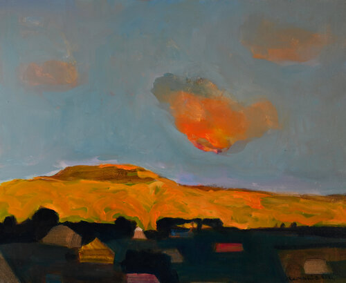 Le village d'or, 73cm x 60cm van Bertrand De Miollis, Schilderij te koop op Singulart