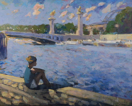 La rêveuse du pont Alexandre III by Bertrand De Miollis, Painting for Sale on Singulart