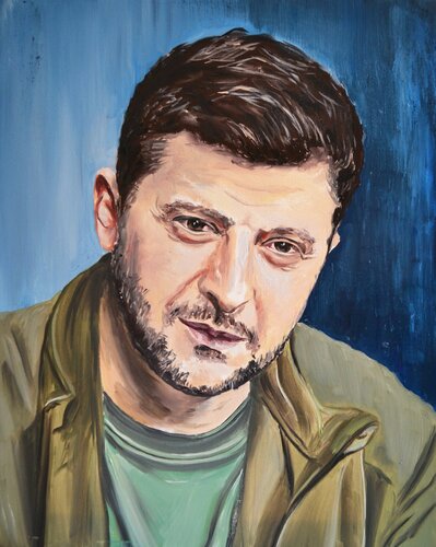Volodymyr Zelensky by Valeria Radzievska, Painting for Sale on Singulart