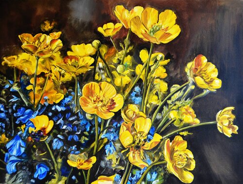 Buttercup Flowers de Valeria Radzievska, Pintura a la venta en Singulart