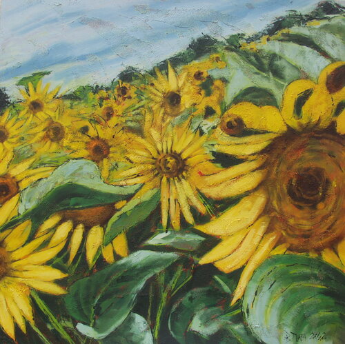 "Sunflower Army" van Barbara Piatti, Schilderij te koop op Singulart