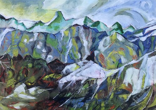 "Traînée bleue" Suisse Alps di Barbara Piatti, Pittura in vendita su Singulart