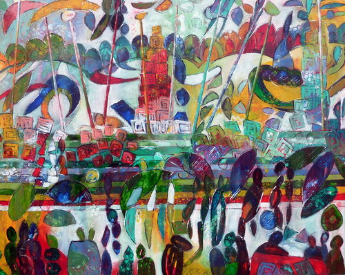 "Ganga Alive" Benares di Barbara Piatti, Pittura in vendita su Singulart