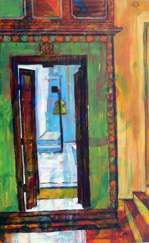 "Derrière la porte" Varanasi de Barbara Piatti, Pintura a la venta en Singulart