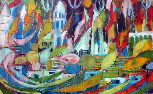 "Benares good life" Varanasi von Barbara Piatti, Malerei kaufen auf Singulart