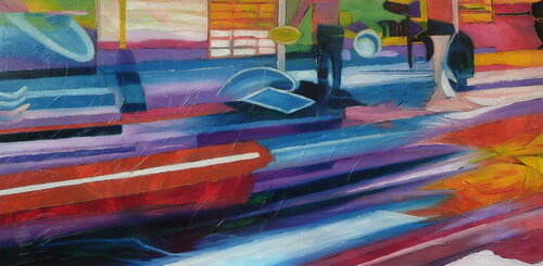 "Two penguins are waiting for the bus"" von Barbara Piatti, Malerei kaufen auf Singulart