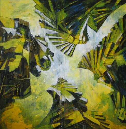 "Stairs to Paradise" diptyque by Barbara Piatti, 회화 for Sale on Singulart