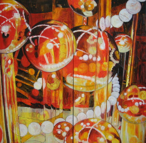 "Living Bubbles" diptyque van Barbara Piatti, Schilderij te koop op Singulart