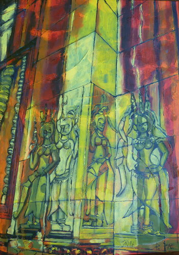 "Les filles de Bayon" di Barbara Piatti, Pittura in vendita su Singulart