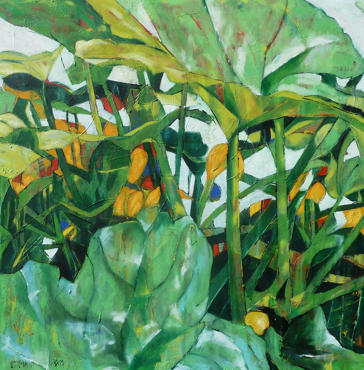 "Green Bouddha" Barbara Piatti Origineel schilderij te koop
