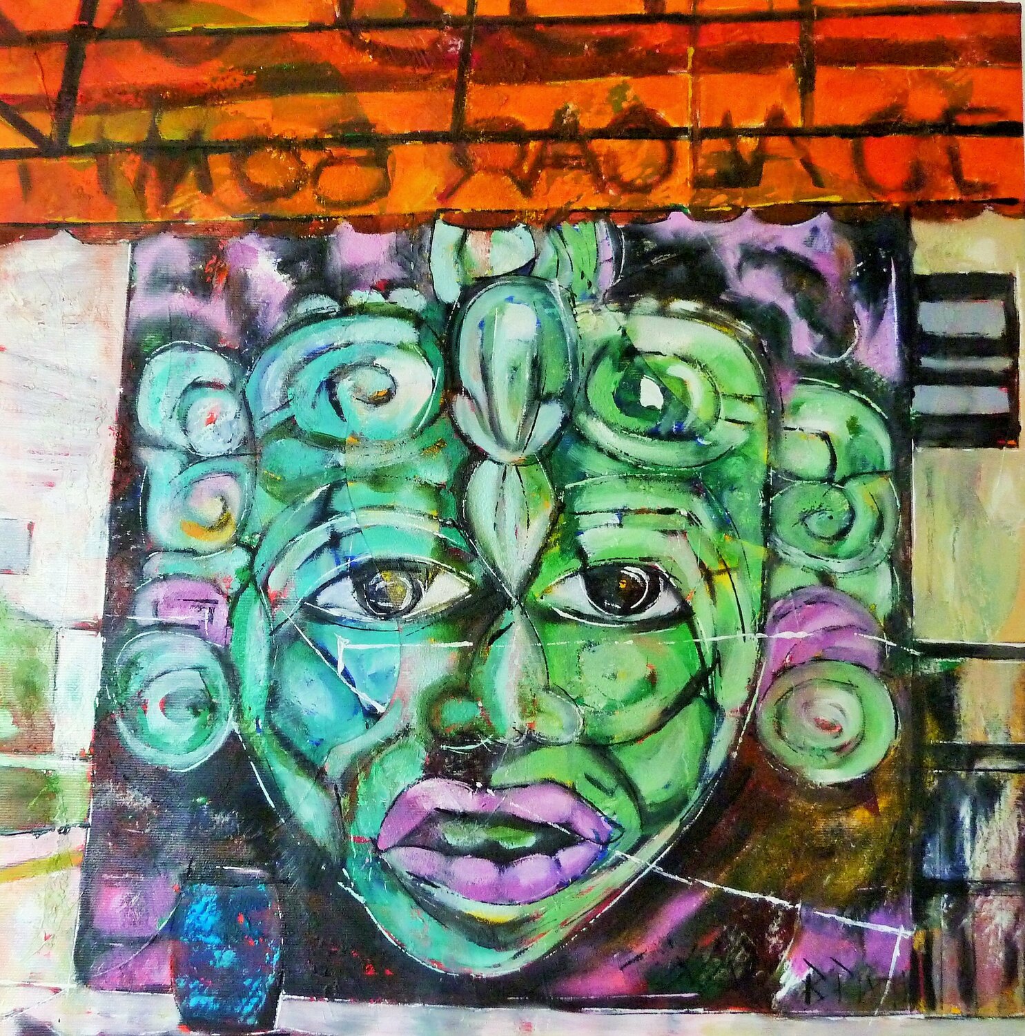 "Pacha Mama" (Streetart Playa del Carmen) Barbara Piatti Originalgemälde zu verkaufen