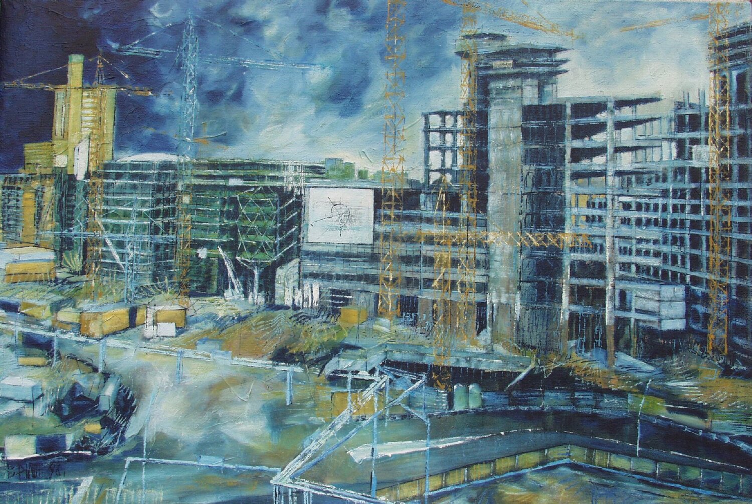 "L'Horloge blanche déplacée" Berlin Barbara Piatti Dipinto originale in vendita