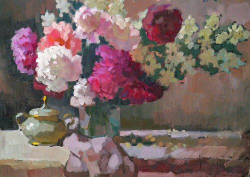 Peonies van Vera Bondare, Schilderij te koop op Singulart