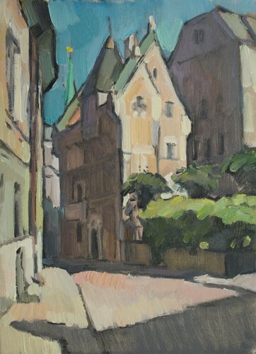 Riga, old town, st. Anglican di Vera Bondare, Pittura in vendita su Singulart