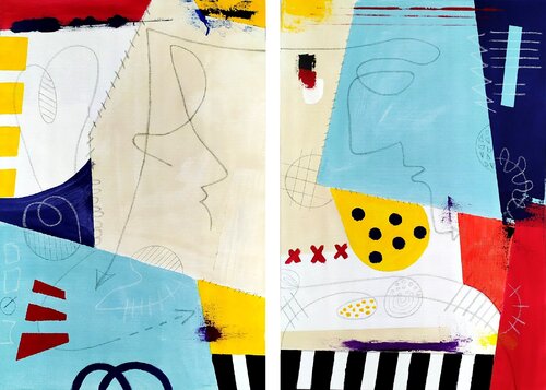 DITTICO; Face to face di aliz polgar, Pittura in vendita su Singulart