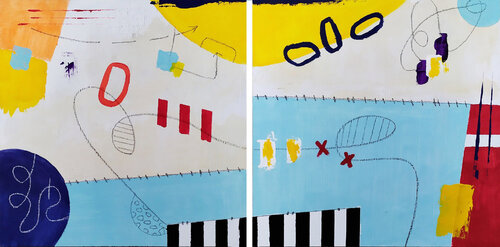 Dittico, oh happy day di aliz polgar, Pittura in vendita su Singulart