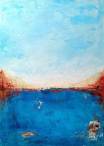 Horison with gold/red by aliz polgar, 油畫 for Sale on Singulart